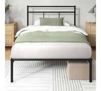 Zinus Elias Lit Simple 80 x 190 cm - Lit 80 x 190 - Base en métal Durable avec tête - Hauteur 30 cm - Sommier à Lattes en métal Inclus - Espace de Rangement sous-jacent - Design Moderne - Noir