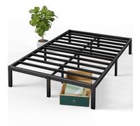 ZINUS Elias Sommier 140x190 cm avec Lattes en Métal - Cadre de Lit 2 Personnes en Acier Robuste - Hauteur 36 cm pour Rangement - Montage Facile - Noir