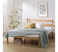 Zinus Ellie lit 180 x 190 cm - 35 cm de hauter - Lit Simple - Cadre de lit Plateforme en Bambou et Bois - Marron Clair