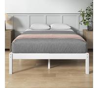 Zinus Ellie Lit en Bambou 140x190 cm - Cadre de lit Moderne et Léger avec Sommier à Lattes en Bois - 35,5 cm d'Espace de Rangement sous Le Lit - Design Écologique - Blanc