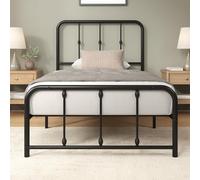 Zinus Florence Bed 90 x 190 cm - Sommier en métal avec tête et Pied de lit - Hauteur 35 cm - Lit avec sommier à Lattes en métal - Montage Facile - Espace de Rangement sous Le lit - Noir