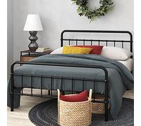 Zinus Florence lit 90 x 190 cm - 30 cm de hauter - Lit Simple - Cadre de lit Plateforme en métal avec tête et Pied de lit - Noir