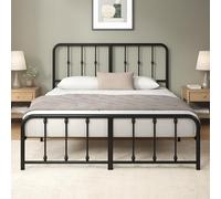 Zinus Florence Lit double 160 x 190 cm - Lit 160 x 190 - Cadre de lit avec tête de lit et pied en métal - Hauteur 35 cm - Sommier à lattes en métal inclus - Compartiment de rangement en dessous - Noir