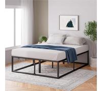 Zinus Joseph Cadre de lit en métal | 160 x 200 cm | 46cm | Sommier | Support de Lattes en Bois | Plateforme | Rangement sous Le lit | Noir