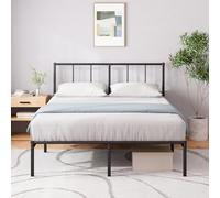 Zinus Justin Sommier 140x190 cm avec Lattes en Métal - Cadre & Tête de Lit 2 Personnes en Acier Robuste - Hauteur 30 cm pour Rangement - Montage Facile - Noir