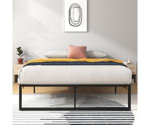Zinus Lorelai Sommier 140x190 cm avec Lattes en Métal - Cadre de Lit 2 Personnes en Acier Robuste - Hauteur 36 cm pour Rangement - Montage Facile - Noir