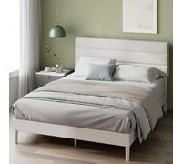 Zinus Piper Sommier 160x200 cm avec Lattes en Bois - Hauteur 30 cm - Tête & Cadre de Lit Double Tapissier - Montage Facile - Blanc Cassé