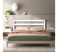 Zinus Robin Lit 135 x 190 cm - Hauteur 20 cm - Sommier en Bambou Durable avec tête - Blanc