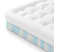 Zinus Surmatelas 140 x 200 cm, Mousse rafraîchissante Airflow de 10 cm, fermeté Moyenne, Housse Douce et Respirante, Lavable en Machine