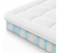 Zinus Surmatelas 90 x 200 cm, Mousse rafraîchissante Airflow de 10 cm, fermeté Moyenne, Housse Douce et Respirante, Lavable en Machine