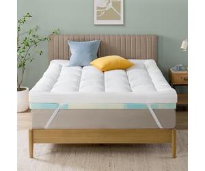Zinus Surmatelas en Mousse viscoélastique - 140 x 200 cm - Épaisseur 10 cm - Design à cellules Ouvertes - Certifié Oeko-Tex - Respirant et orthopédique - Confort Ergonomique - Résistance Moyenne -