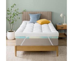 Zinus Surmatelas en Mousse viscoélastique 90 x 200 cm - 10 cm d'épaisseur - Design à cellules Ouvertes - Certifié Oeko-Tex - Respirant et orthopédique - Confort Ergonomique - Résistance Moyenne