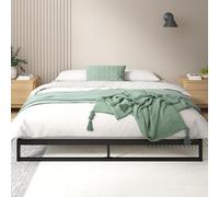 Zinus Trisha Sommier 140x190 cm avec Lattes en Bois - Hauteur 18 cm - Cadre de Lit 2 Personnes en Acier Robuste - Montage Facile - Noir