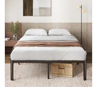 Zinus Van Sommier 140x190 cm avec Lattes en Métal - Cadre de Lit 2 Personnes en Acier Robuste - Hauteur 41 cm pour Rangement - Montage Facile - Noir