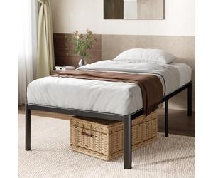 Zinus Van Sommier 90x190 cm avec Lattes en Métal - Cadre de Lit 1 Personne en Acier Robuste - Hauteur 41 cm pour Rangement - Montage Facile - Noir