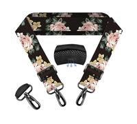 ZINZ Bandoulière de 74 po avec Coussinet Fixe et Boucles Doubles équilibrées -Fleurs Noires