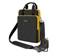 ZINZ Housse pour 12,3"-13" Macbook Laptop avec Compartiment Extensible et Compartiment pour Objets de Valeur, Sacoche à Bandoulière pour Ordinateur Portable，Bord noir-jaune