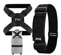 ZINZ Lot de 2 Sangles élastiques pour Bagages et élastiques pour Valise, Accessoires de Voyage réglables pour Ceinture de Sac -Noir
