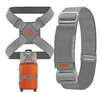 ZINZ Lot de 2 Sangles élastiques pour Bagages et élastiques pour Valise, Accessoires de Voyage réglables pour Ceinture de Sac -Gris/Orange