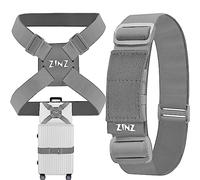 ZINZ Lot de 2 Sangles élastiques pour Bagages et élastiques pour Valise, Accessoires de Voyage réglables pour Ceinture de Sac -Gris