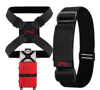 ZINZ Lot de 2 Sangles élastiques pour Bagages et élastiques pour Valise, Accessoires de Voyage réglables pour Ceinture de Sac -Noir/Rouge