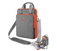 ZINZ Sac à bandoulière pour ordinateur portable de 12,3 à 13" avec compartiment extensible et compartiment pour objets de valeur - Bordure gris-orange