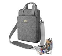 ZINZ Sac à bandoulière pour ordinateur portable de 12,3 à 13" avec compartiment extensible et compartiment pour objets de valeur - Gris