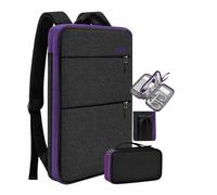 ZINZ Sac à Dos de Voyage pour Ordinateur Portable avec Petite Pochette pour Ordinateurs 15-16 pouces, Sac Slim et Extensible pour études, Travail et Trajets (Unisex),Noir-Violet
