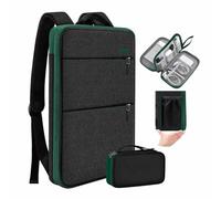 ZINZ Sac à Dos de Voyage pour Ordinateur Portable avec Petite Pochette pour Ordinateurs 15-16 pouces, Sac Slim et Extensible pour études, Travail et Trajets (Unisex),Noir-Vert