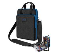 ZINZ Sacoche pour Ordinateur Portable 12,3-13, Sac à Bandoulière Extensible avec Compartiment pour Objets de Valeur, Compatible MacBook Neo/Air/Pro 13", iPad 12,9"/13"/11",，Bord noir-bleu