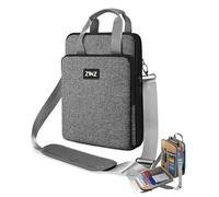 ZINZ Sacoche pour Ordinateur Portable 12,3-13, Sac à Bandoulière Extensible avec Compartiment pour Objets de Valeur, Compatible MacBook Neo/Air/Pro 13", iPad 12,9"/13"/11",，Bord gris-noir