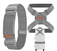 ZINZ Sangle de Valise, Valise hautement élastique, Sac de Taille réglable, élastiques avec Boucles et Autres Applications,Gris Orange Ensemble