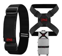 ZINZ Sangle de Valise, Valise hautement élastique, Sac de Taille réglable, élastiques avec Boucles et Autres Applications,Noir Rouge Ensemble