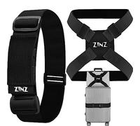 ZINZ Sangle de Valise, Valise hautement élastique, Sac de Taille réglable, élastiques avec Boucles et Autres Applications,Costume Noir