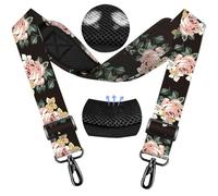 ZINZ Sangle Universelle 79.5" avec Coussin Respirant Fixe Ultra Épais et Bretelles Robustes, Compatible avec Sac d’Ordinateur Portable, Sac de Sport, Sac pour Appareil Photo et Plus,Fleur Noire