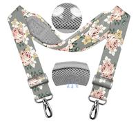 ZINZ Sangle Universelle 79.5" avec Coussin Respirant Fixe Ultra Épais et Bretelles Robustes, Compatible avec Sac d’Ordinateur Portable, Sac de Sport, Sac pour Appareil Photo et Plus,Fleur grise