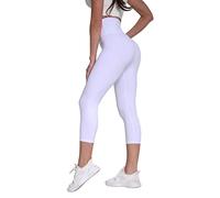 Zioccie Legging pour femme avec dos en V pour levage de fesses - Doux - Taille haute - Pour entraînement, gym, yoga, blanc, Taille M