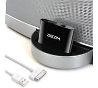 ZIOCOM Adaptateur récepteur Bluetooth 30 Broches pour Bose iPhone, iPod SoundDock et Autres Haut-parleurs 30 Broches avec câble auxiliaire de 3,5 mm (Non Compatible avec Voiture et Moto) (Gris)