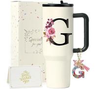 ZIOISNM A-Z 1.2L Gourde Isotherme avec Paille, Mug Isotherme avec Paille Double Paroi Acierxydable à, Un Cadeau Femme Idéal pour Anniversaire, Noël ou Saint-Valentin (G)