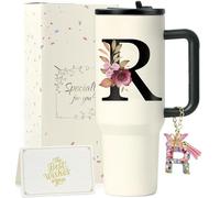 ZIOISNM A-Z 1.2L Gourde Isotherme avec Paille, Mug Isotherme avec Paille Double Paroi Acierxydable à, Un Cadeau Femme Idéal pour Anniversaire, Noël ou Saint-Valentin (R)