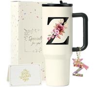 ZIOISNM A-Z 1.2L Gourde Isotherme avec Paille, Mug Isotherme avec Paille Double Paroi Acierxydable à, Un Cadeau Femme Idéal pour Anniversaire, Noël ou Saint-Valentin (Z)