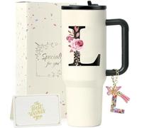 ZIOISNM A-Z 1.2L Gourde Isotherme avec Paille, Mug Isotherme avec Paille Double Paroi Acierxydable à, Un Cadeau Femme Idéal pour Anniversaire, Noël ou Saint-Valentin (L)