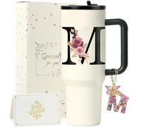 ZIOISNM A-Z 1.2L Gourde Isotherme avec Paille, Mug Isotherme avec Paille Double Paroi Acierxydable à, Un Cadeau Femme Idéal pour Anniversaire, Noël ou Saint-Valentin (M)