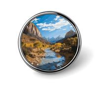Zion - Épinglette ronde du parc national de 2,5 cm, durable et résistante à la décoloration, polyvalente en métal, broche décorative légère pour vêtements, accessoires, cadeaux personnalisés