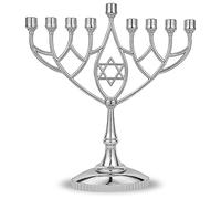 Zion œil Hanukkah Menorah Plaqué argent Taille complète non ternissement - Classic géométrique Style Precision Die moulées