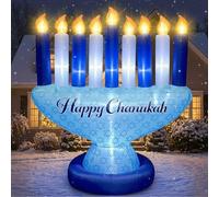Zion Judaica Décorations de Cour gonflables de Hanoukka de 2,1 m de Haut, Bleu Multicolore - Hanukah Décoration Lumineuse d'intérieur/extérieur - avec Ventilateur d'air Puissant, piquets d'arrimage -