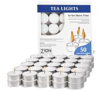 Zion Judaica Lot de bougies chauffe-plat non parfumées de qualité supérieure sans fumée - Sans gouttes - Longue durée - Pour décoration d'intérieur, cérémonies religieuses (4 heures, 50 pièces)