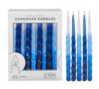 Zion Judaica Ltd Lot de 45 bougies Hanoucca anti-gouttes Bougie spirale Comprend une carte de pri re Dreidel DIY Bougies Menorah de taille standa