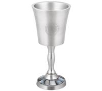 Zion Judaica Seder Gobelet à vin avec incrustation de perles noires naturelles 15,2 cm de haut Motif étoile de David gravé Finition étain pour Shabbat Yom Tov Pesach Bat/Bar Mitzvah Pearls Verre à vin