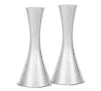 Zion Judaica Shabbos Lot de 2 bougeoirs modernes en métal martelé pour bougies coniques épaisses de 2,2 cm et bougies Shabbat Seder